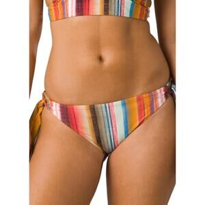 PRANA Women's Atalia Bikini Bottom Large Multi Baja Stripe Side Tie NWT